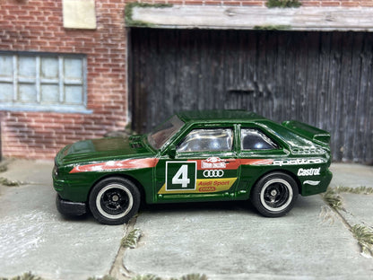Custom Hot Wheels 1984 Audi Sport Quarto In Green With Black and Chrome 5 Spoke Wheels With Rubber Tires