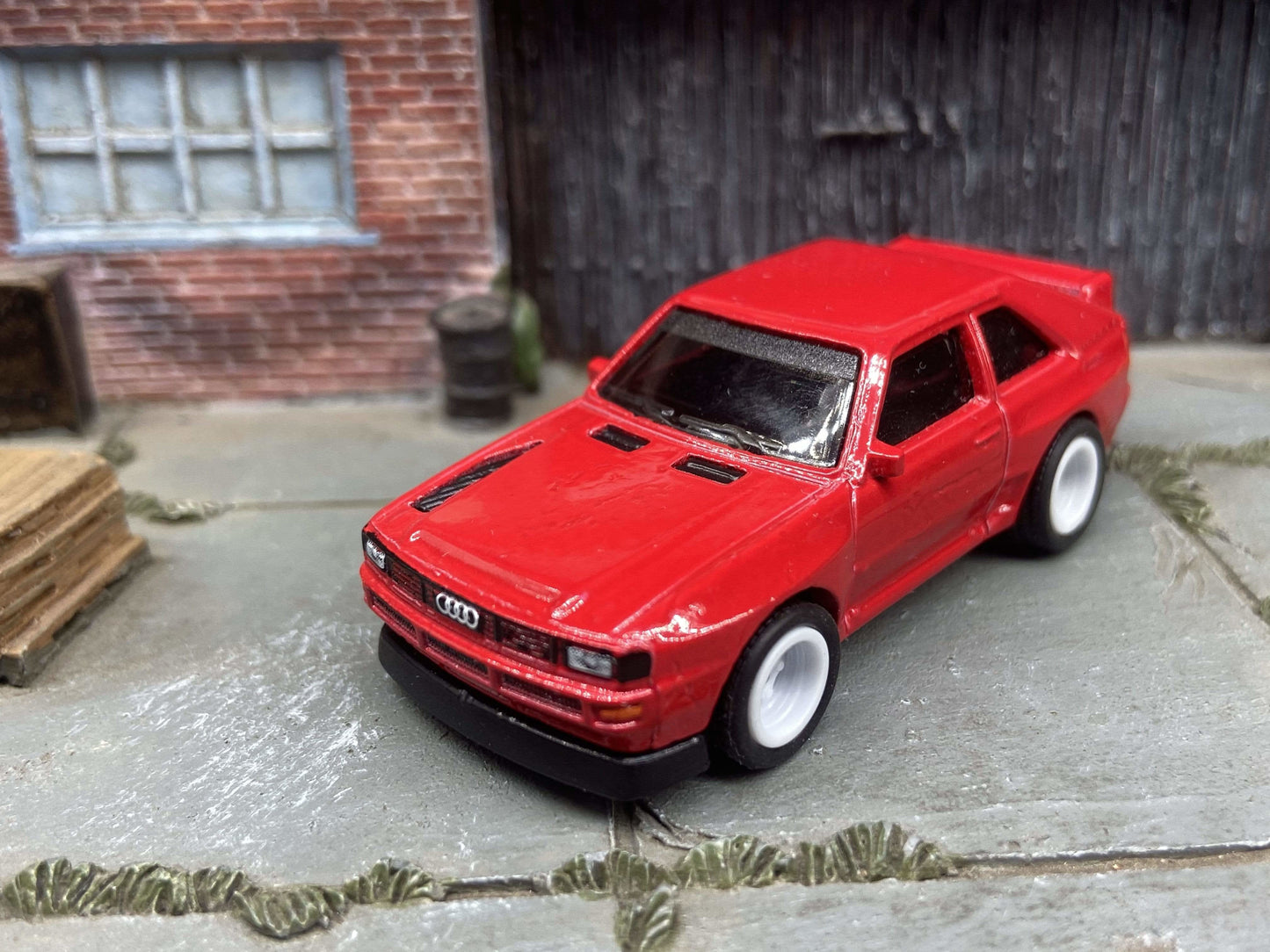 Custom Hot Wheels 1984 Audi Sport Quatro In Red With White 5 Spoke Deep Dish Wheels With Rubber Tires