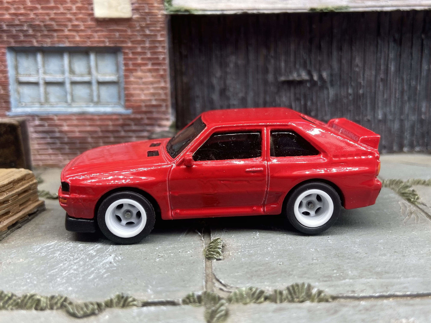 Custom Hot Wheels 1984 Audi Sport Quatro In Red With White 5 Spoke Deep Dish Wheels With Rubber Tires