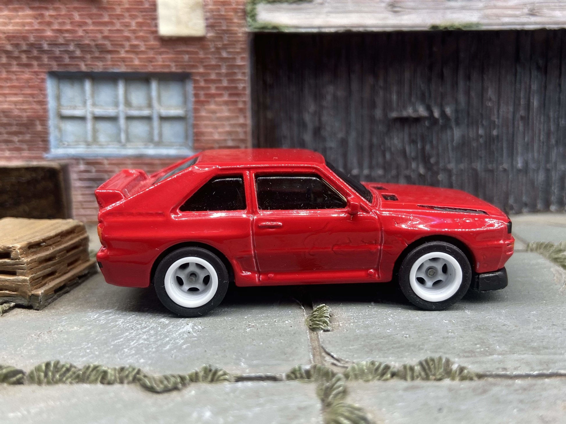 Custom Hot Wheels 1984 Audi Sport Quatro In Red With White 5 Spoke Deep Dish Wheels With Rubber Tires