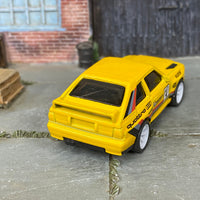 Custom Hot Wheels - 1984 Audi Sport Quatro - Yellow - White Mag Wheels - Rubber Tires