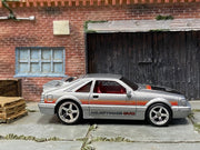 Custom Hot Wheels - 1984 Ford Mustang SVO - Silver and Black - Chrome Cobra Wheels - Rubber Tires