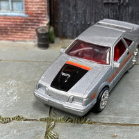 Custom Hot Wheels - 1984 Ford Mustang SVO - Silver and Black - Chrome Cobra Wheels - Rubber Tires