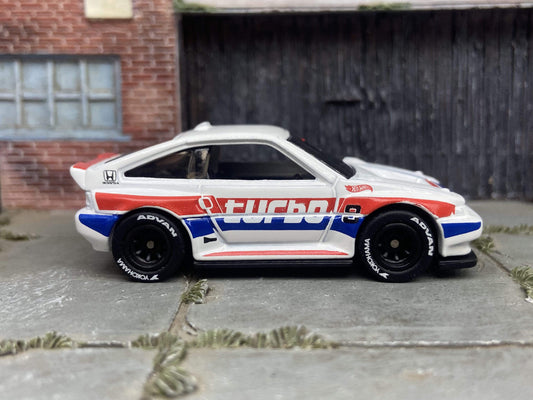 Custom Hot Wheels - 1985 Honda CRX - White - Black Race Wheels - Yokohama Rubber Tires