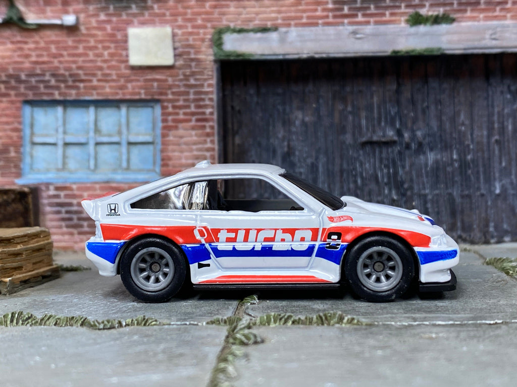 Custom Hot Wheels 1985 Honda CRX White Red and Blue Gray