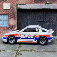 Custom Hot Wheels - 1985 Honda CRX - White, Red and Blue - Gray Race Wheels - Rubber Tires