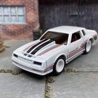 Custom Hot Wheels 1986 Chevy Monte Carlo In White With White 5 Spoke Deep Dish Wheels With Rubber Tires