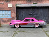 Custom Hot Wheels - 1988 Ford T-Bird Drag Car - Pink and Silver - Pink 4 Spoke Wheels - Rubber Tires