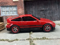 Rear three-quarter view of 1988 Honda CRX custom Hot Wheels with rubber tires