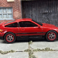 Custom Hot Wheels 1988 Honda CRX In Red With Chrome and Red 5 Spoke Race Wheels With Rubber Tires