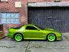 Custom Hot Wheels - 1989 Mazda Rx7 Savanna- Green - Green 6 Spoke Wheels - Rubber Tires