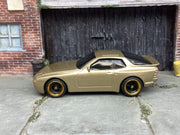 Custom Hot Wheels 1989 Porsche 944 Turbo In Gold With Black and Gold 4 Spoke Wheels With Rubber Tires