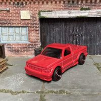 Custom Hot Wheels 1991 GMC Syclone In Red With Black and Red 4 Spoke Wheels With Rubber Tires