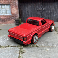 Custom Hot Wheels 1991 GMC Syclone In Red With Chrome 5 Spoke Deep Dish Wheels With Red Line Rubber Tires
