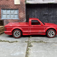 Custom Hot Wheels 1991 GMC Syclone In Red With Chrome 5 Spoke Deep Dish Wheels With Red Line Rubber Tires