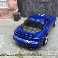 Custom Hot Wheels 1995 Mazda RX-7 In Blue With Chrome BBS Wheels With Rubber Tires