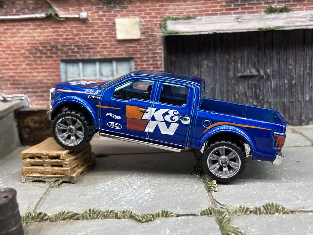 Custom Hot Wheels 2015 Ford F150 4X4 Truck In Blue K&N Filters