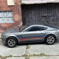 Custom Hot Wheels 2015 Ford Mustang GT In Gray With Smoked Chrome Factory 5 Spoke Wheels With Rubber Tires