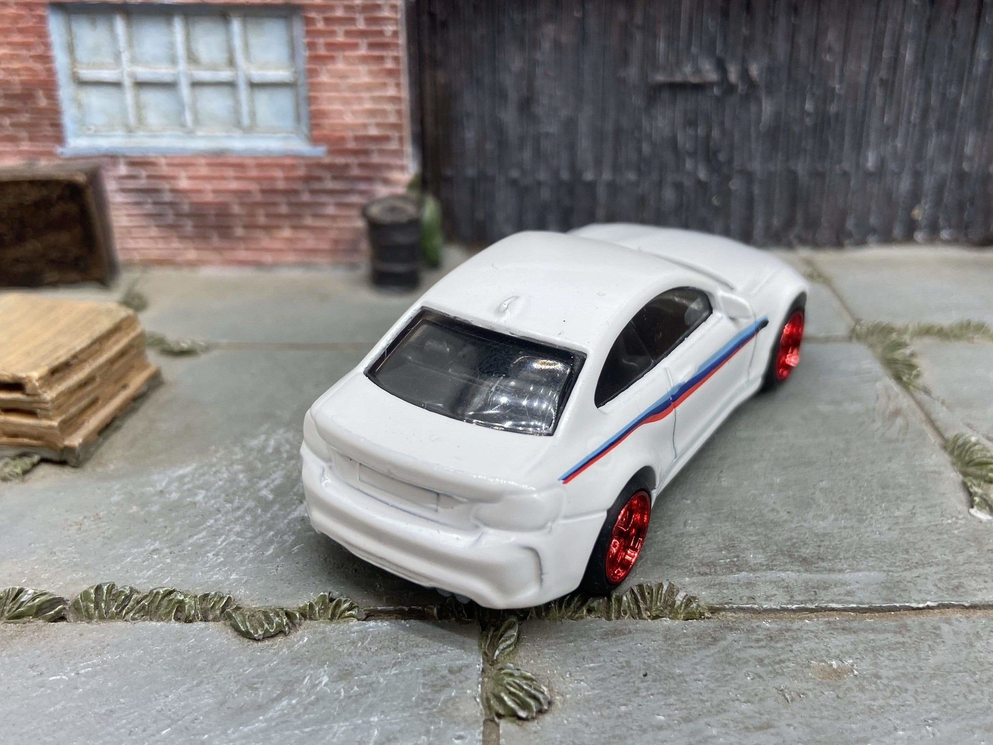 Custom Hot Wheels 2016 BMW M2 In Red White and Blue With Red 6 Spoke Wheels With Rubber Tires