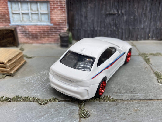 Custom Hot Wheels 2016 BMW M2 In Red White and Blue With Red 6 Spoke Wheels With Rubber Tires