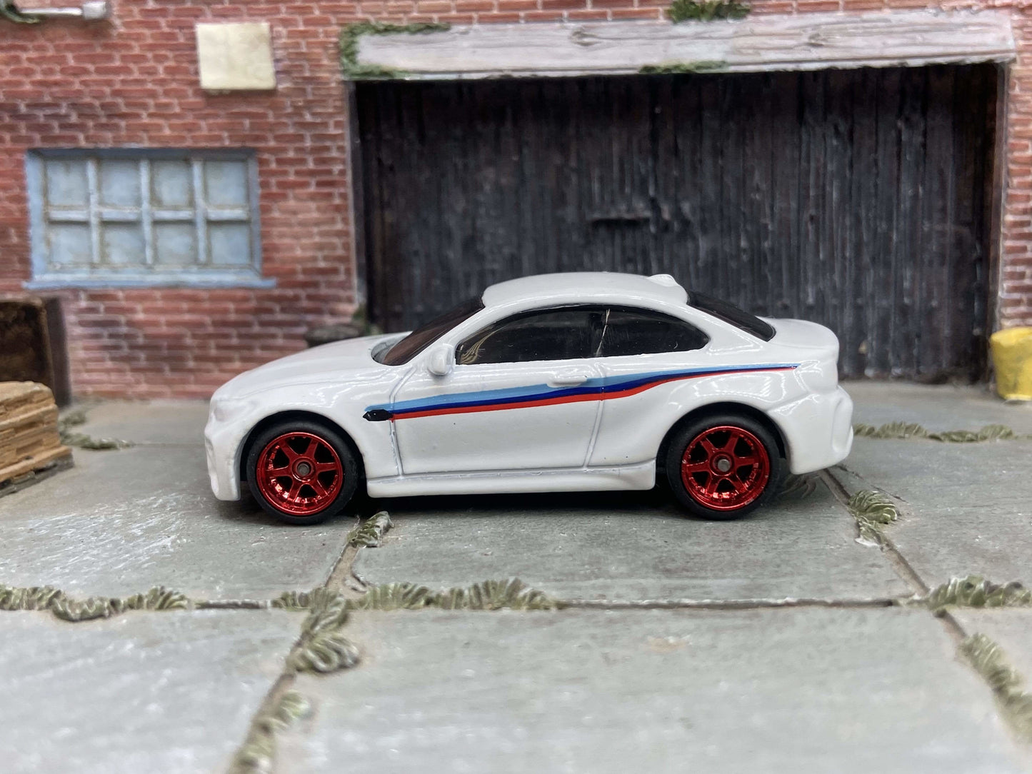 Custom Hot Wheels 2016 BMW M2 In Red White and Blue With Red 6 Spoke Wheels With Rubber Tires