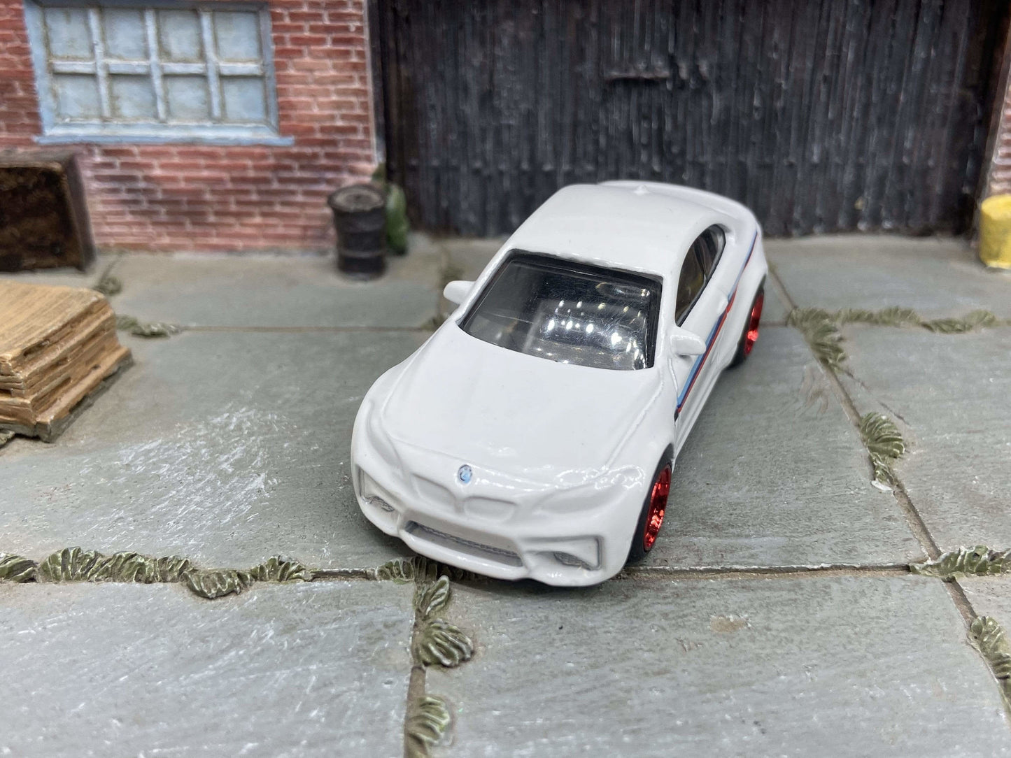 Custom Hot Wheels 2016 BMW M2 In Red White and Blue With Red 6 Spoke Wheels With Rubber Tires