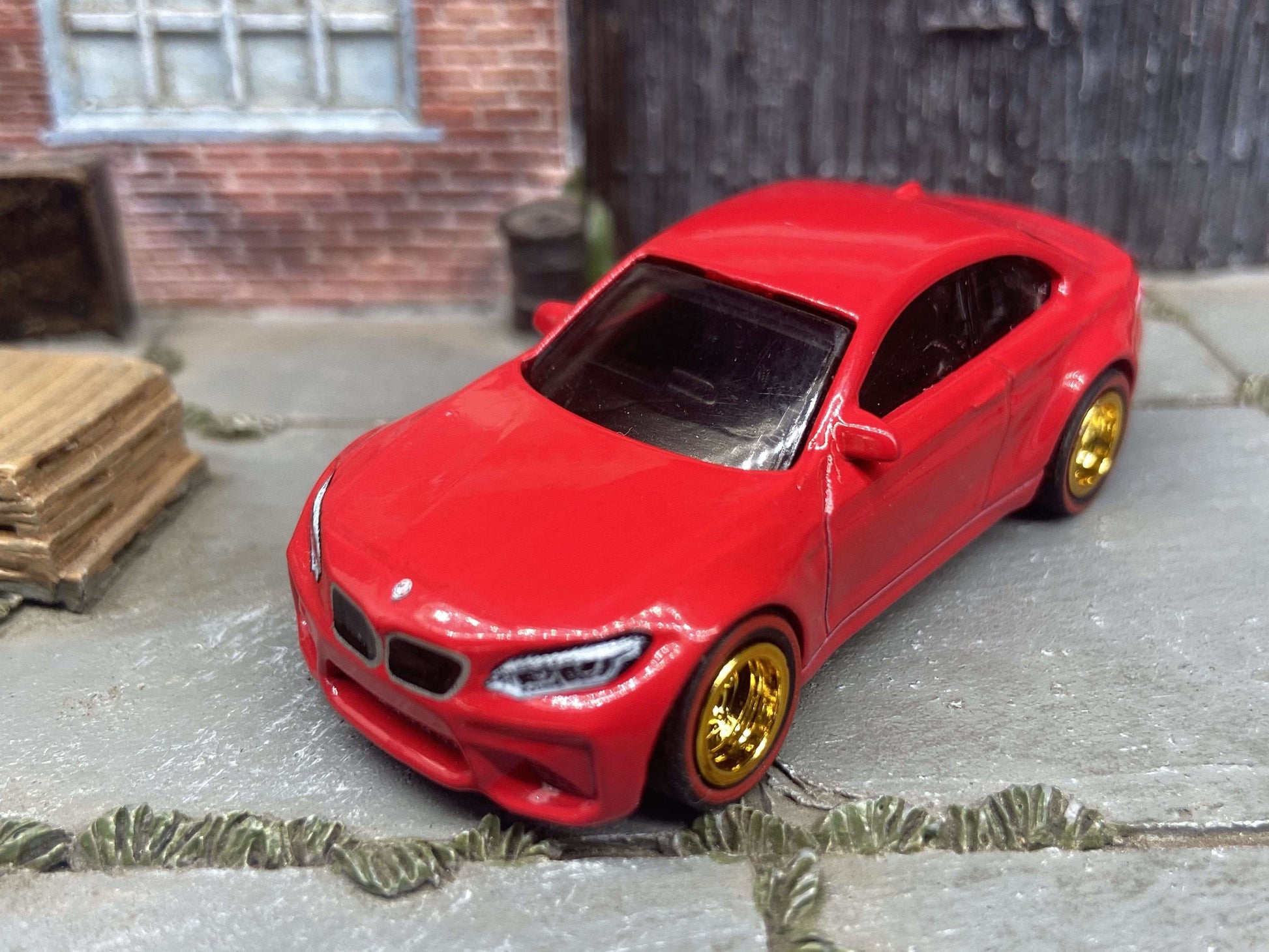 Custom Hot Wheels 2016 BMW M2 In Red With Gold 5 Spoke Wheels With Redline Rubber Tires