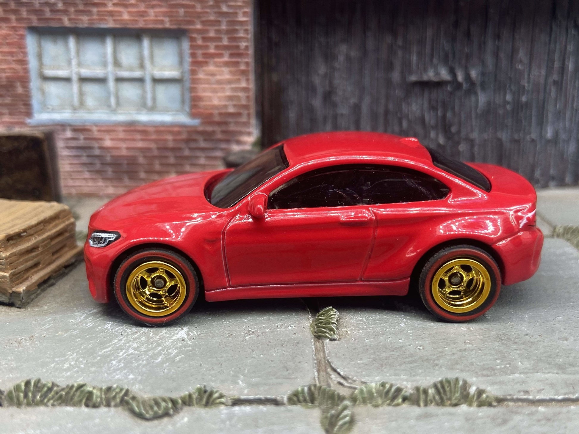 Custom Hot Wheels 2016 BMW M2 In Red With Gold 5 Spoke Wheels With Redline Rubber Tires