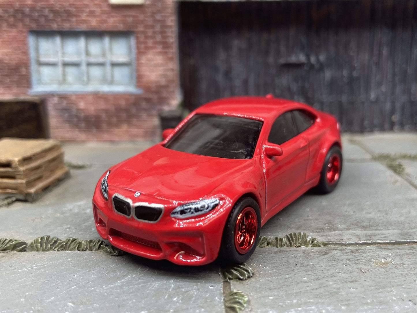 Custom Hot Wheels 2016 BMW M2 In Red With Red 5 Star Wheels With Rubber Tires