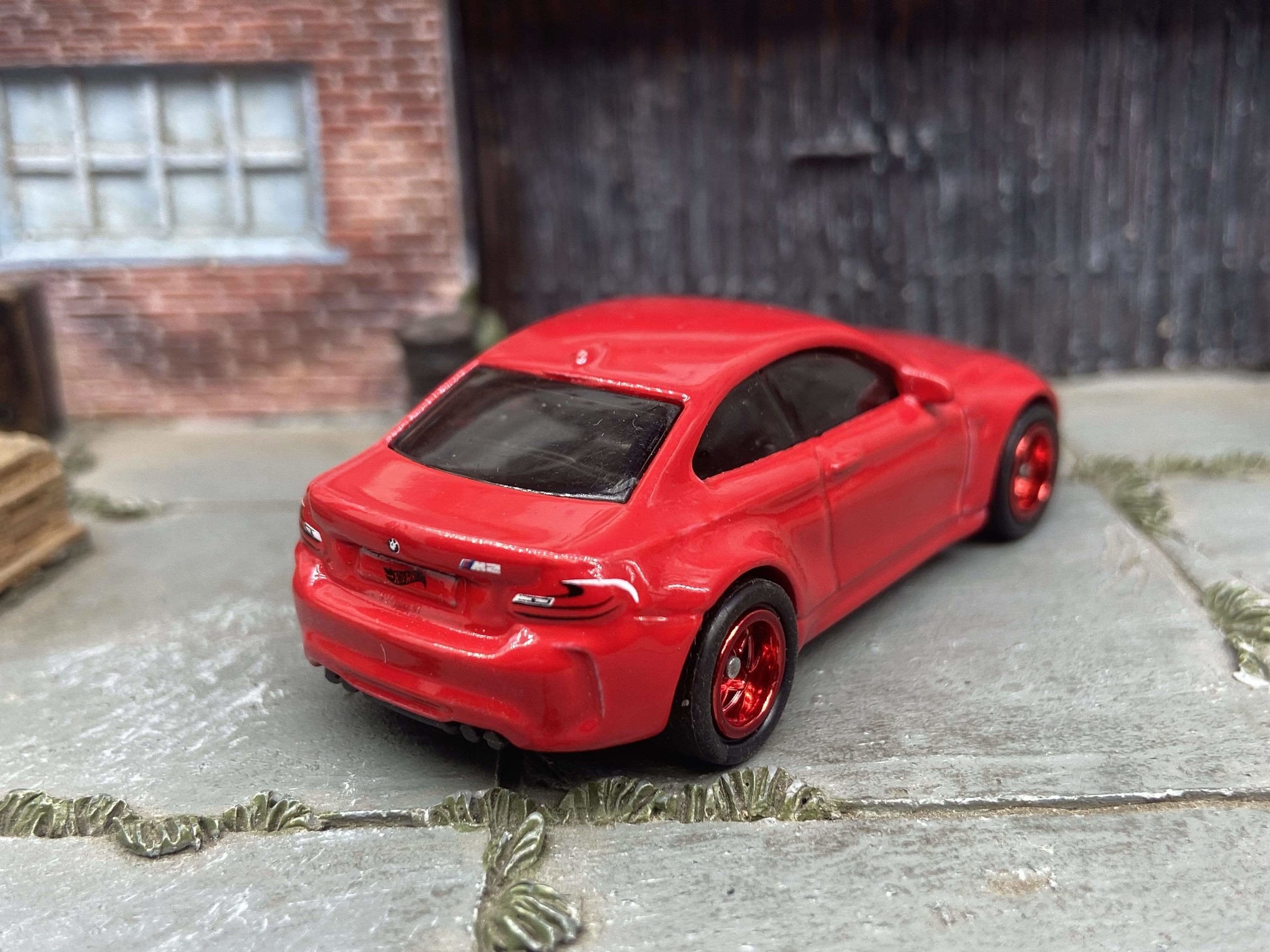 Custom Hot Wheels 2016 BMW M2 In Red With Red 5 Star Wheels With Rubber Tires