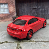 Custom Hot Wheels 2016 BMW M2 In Red With Red 5 Star Wheels With Rubber Tires