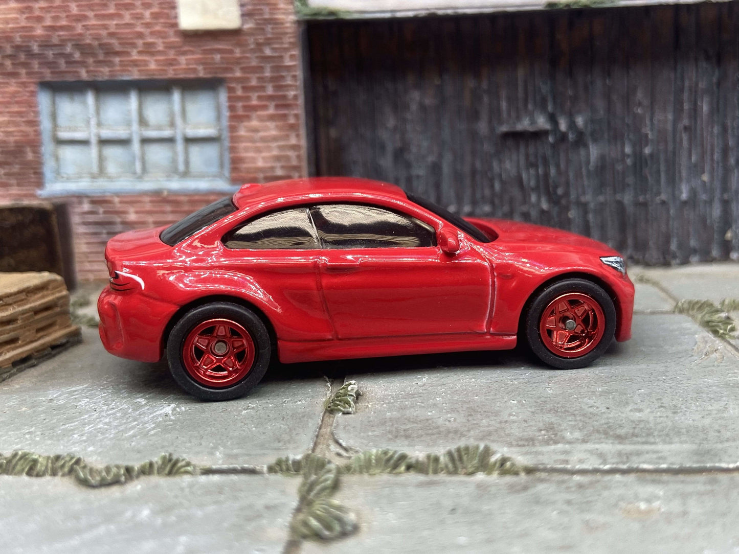 Custom Hot Wheels 2016 BMW M2 In Red With Red 5 Star Wheels With Rubber Tires