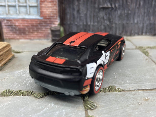 Custom Hot Wheels - 2016 Chevy Camaro SS - Black and Red Borla - Chrome 5 Spoke Race Wheels - Redline Rubber Tires