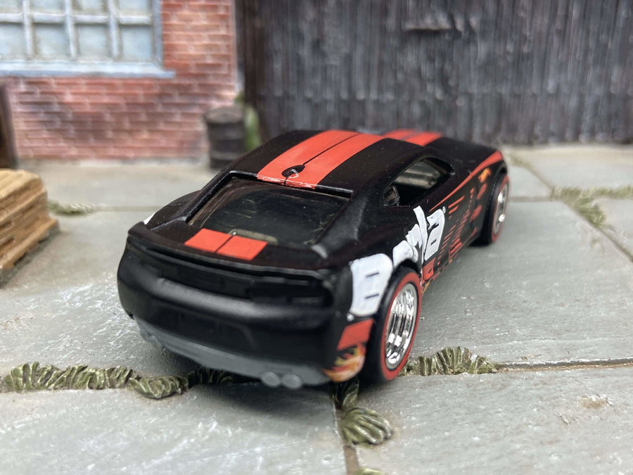 Custom Hot Wheels - 2016 Chevy Camaro SS - Black and Red Borla - Chrome 5 Spoke Race Wheels - Redline Rubber Tires