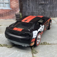 Custom Hot Wheels 2016 Chevy Camaro SS In Black and Red With Borla Livery With Chrome 5 Spoke Race Wheels With Redline Rubber Tires