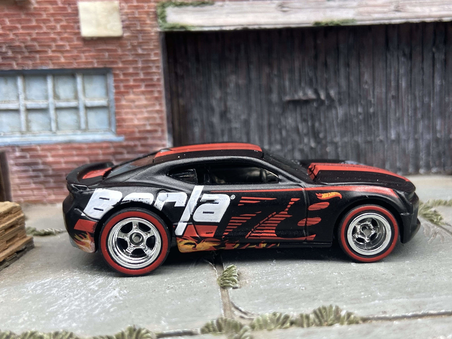 Custom Hot Wheels - 2016 Chevy Camaro SS - Black and Red Borla - Chrome 5 Spoke Race Wheels - Redline Rubber Tires