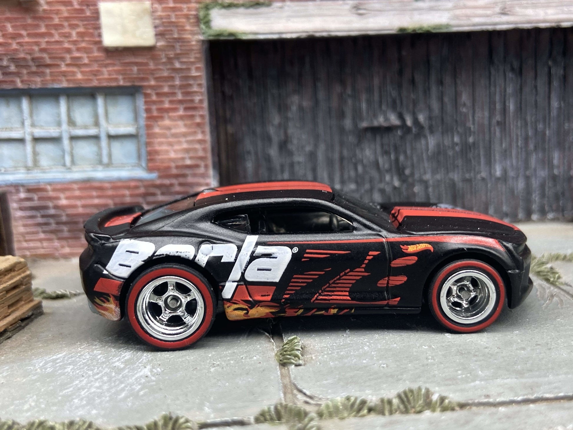 Custom Hot Wheels - 2016 Chevy Camaro SS - Black and Red Borla - Chrome 5 Spoke Race Wheels - Redline Rubber Tires