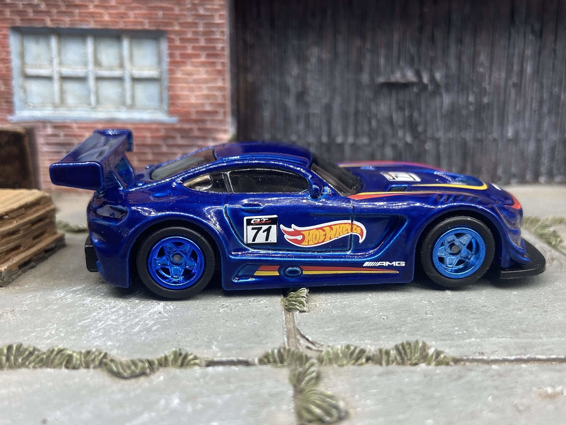 Custom Hot Wheels 2016 Mercedes AMG GT3 Dressed In Racing Livery With Blue 5 Star Racing Wheels With Rubber Tires