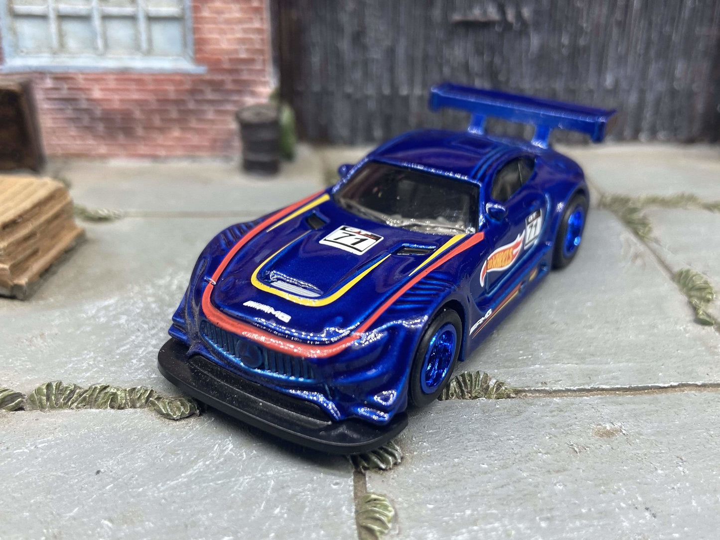 Custom Hot Wheels 2016 Mercedes AMG GT3 Dressed In Racing Livery With Blue 5 Star Racing Wheels With Rubber Tires