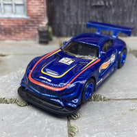 Custom Hot Wheels 2016 Mercedes AMG GT3 Dressed In Racing Livery With Blue 5 Star Racing Wheels With Rubber Tires