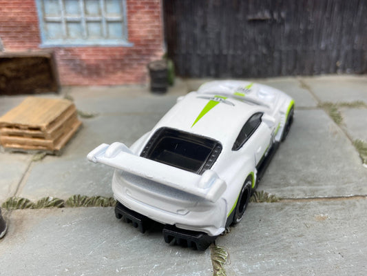 Custom Hot Wheels 2018 Bentely Continental GT3 In Satin White and Green With Black Track Wheels With Yokohama Rubber Tires