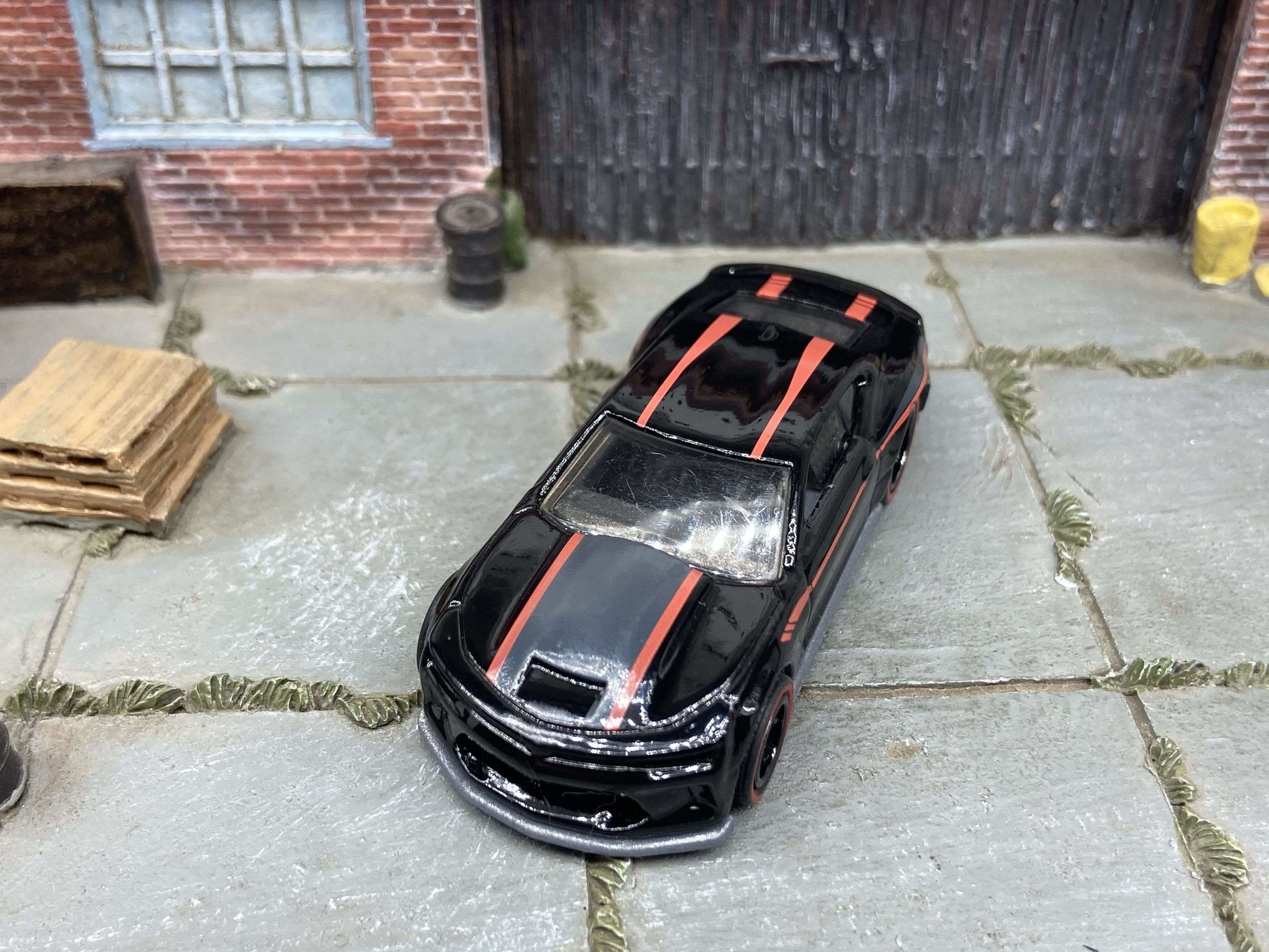 Custom Hot Wheels 2018 Camaro COPO - Black - Black 5 Spoke Deep Dish Racing Wheels - Red Line Rubber Tires