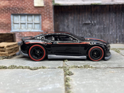 Custom Hot Wheels 2018 Camaro COPO In Black With Black 5 Spoke Deep Dish Racing Wheels With Red Line Rubber Tires