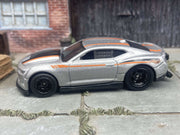 Custom Hot Wheels - 2018 Camaro COPO - Silver - Black 5 Spoke Deep Dish Racing Wheels - Rubber Tires
