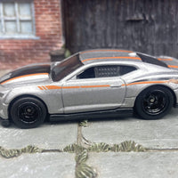 Custom Hot Wheels 2018 Camaro COPO In Silver With Black 5 Spoke Deep Dish Racing Wheels With Rubber Tires