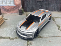 Rear three-quarter view of 2018 Camaro COPO custom Hot Wheels with rubber tires