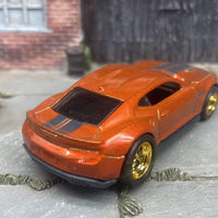 Custom Hot Wheels 2018 Camaro SS In Orange and Black With Gold 5 Spoke Deep Dish Racing Wheels With Rubber Tires