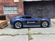 Custom Hot Wheels 2018 Chevy Camaro SS Dressed In Brembo Racing Livery With Blue 5 Spoke Racing Wheels With Rubber Tires