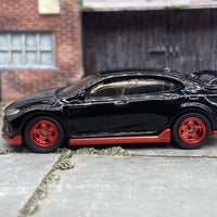 Custom Hot Wheels 2018 Honda Civic Type R In Black and Red With Red 5 Star Wheels With Rubber Tires