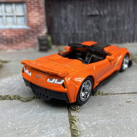 Custom Hot Wheels 2019 Corvette ZR1 Convertible In Orange With American Racing Wheels With Rubber Tires
